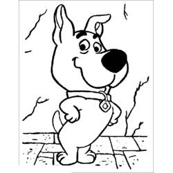 Scooby Doo puppy standing on a tiled floor coloring page