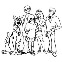 Scooby Doo and the whole gang together coloring page