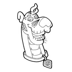 Scooby Doo as a robot dog with big grin coloring page