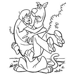 Scooby-Doo carrying Shaggy in fear coloring page