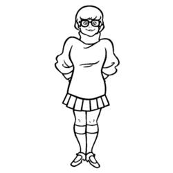 Velma standing with hands on hips coloring page