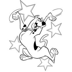 Scooby-Doo jumping among stars coloring page