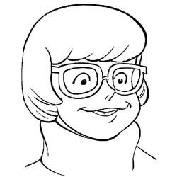 Velma smiling close-up portrait coloring page