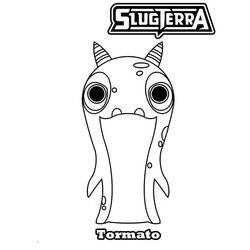 Tormato slug with big eyes and horns coloring page