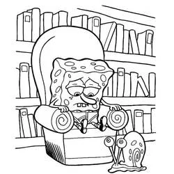 SpongeBob SquarePants lifting weights coloring page