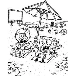 SpongeBob SquarePants at the beach coloring page