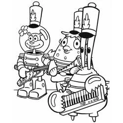 SpongeBob SquarePants and friends with musical instruments coloring page