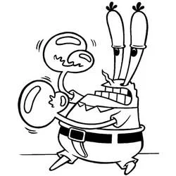Mr. Krabs angry with claws raised coloring page