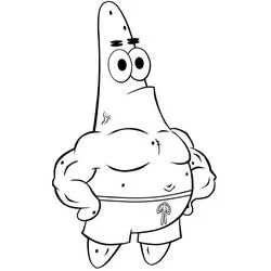 Patrick SquarePants flexing his muscles coloring page