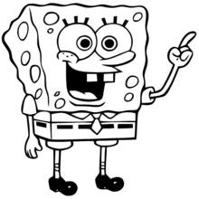 SpongeBob SquarePants raising his finger with a big smile coloring page