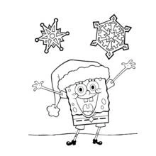 SpongeBob SquarePants celebrating with a Santa hat coloring page