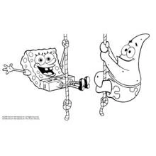 SpongeBob SquarePants and Patrick climbing ropes coloring page