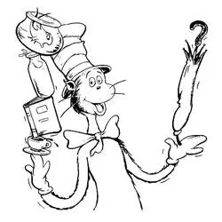 The Cat in the Hat balancing objects coloring page