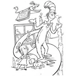 The Cat in the Hat balancing on a ball coloring page