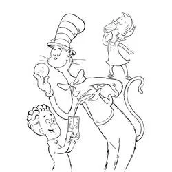 The Cat in the Hat pouring juice for children coloring page