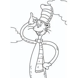 The Cat in the Hat pointing upward coloring page