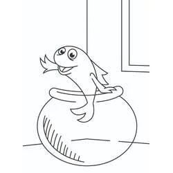 The Cat in the Hat's fish jumping out of its bowl coloring page