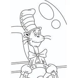 The Cat in the Hat driving a vehicle coloring page