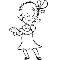 Sally holding a small box coloring page