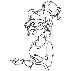 Mauri Dupain with glasses and curly hairstyle coloring page