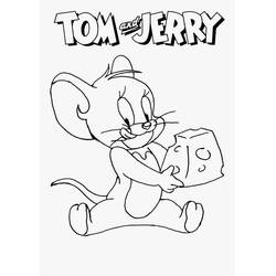 Jerry holding a big piece of cheese coloring page