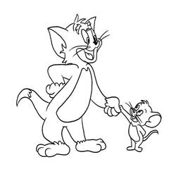 Tom and Jerry walking hand in hand coloring page
