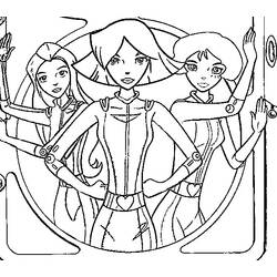 Totally Spies posing in combat suits coloring page