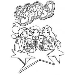 Totally Spies girls enjoying drinks together coloring page