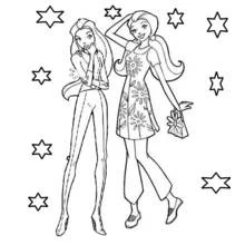 Totally Spies duo posing in stylish outfits coloring page
