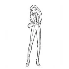 Totally Spies girl in a thoughtful pose coloring page