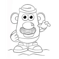 Mister Potato Head with bushy mustache and hat coloring page