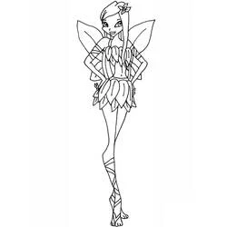 Roxy Winx posing as a fairy coloring page