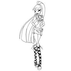 Musa posing in a stylish outfit coloring page