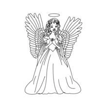 Angel with wings and halo coloring page