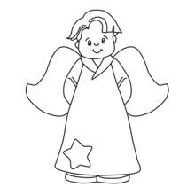 Angel with a star robe coloring page