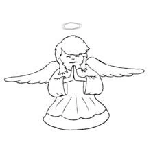 Angel praying with wings spread coloring page