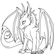 Dragon sitting with wings spread coloring page