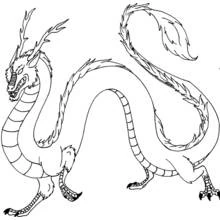 Chinese dragon with serpentine body coloring page