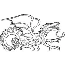 Dragon with curled tail and open mouth coloring page