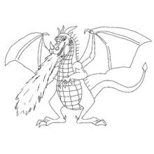 Dragon breathing fire coloring page
