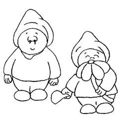 Two gnomes standing together coloring page