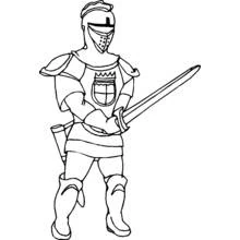 Knight standing with a sword coloring page
