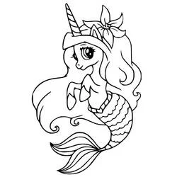 Mermaid Unicorn - Free printable coloring pages
