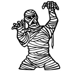 Mummy raising arms in a scary pose coloring page