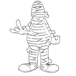 Mummy reaching out with one arm coloring page