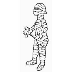 Mummy standing with wrapped arms coloring page