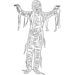 Mummy standing with arms raised coloring page