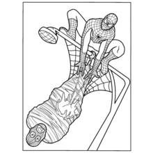 Spider-Man clinging to a lamppost coloring page
