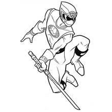 Power Ranger swinging her sword coloring page