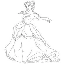 Belle in her ballgown coloring page